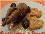 Cailles aux pruneaux et purée de patates douces