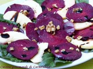 Carpaccio de betterave pomme et noix