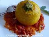 Courgettes jaunes farcies au risotto de calamar