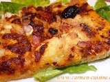 Focaccia au chèvre, sauce tomates-aubergines-poivrons