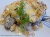 Gratin de fenouil au cabillaud et sa sauce au bleu