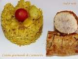 Oeuf de poisson de merlu (ou rogue) et risotto de curry aux calamars