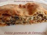 Strudel aux légumes et saumon frit
