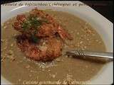 Velouté de topinambour, châtaigne et gambas panées