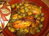 Tajine de poulet aux champignons entiers et olives