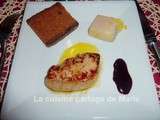 Duo de foie gras réduction vin rouge et chocolat