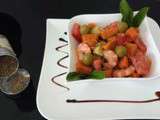 Salade vitaminée (patate douce, tomate, crevette et avocat)