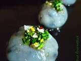 Sushi balls à la charentaise : bouchées de crevettes impériales et moules marinées verjus