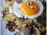 Boulgour aux champignons frais et oeuf sur le plat