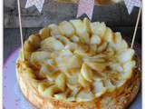 Cheesecake aux sablés bretons, caramel au beurre salé et pommes