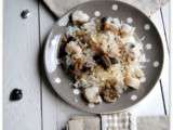 Dos de colin, champignons et riz à la crème