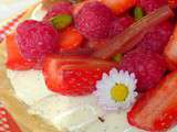 Tarte rhubarbe, fraises et vanille