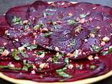 Carpaccio de betteraves aux noix et basilic