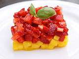 Tartare de fraise/mangue au citron vert et au basilic
