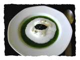 Velouté de cresson, nuage citronné et oeuf de lump