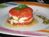 Mille feuille tomates confites, mozarella et pistou (tupperware)