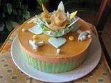 Gâteau d'anniversaire, biscuit amande et nougatine aux mousses d'abricot et miel au romarin