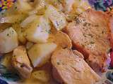 Braisé de côtelettes de porc et de suprêmes de poulet au fenouil et aux pommes de terre