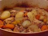 Braisé de poulet aux légumes, au porto et au brandy