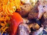 Brochettes au filet de porc, poulet, sirop d'érable et vinaigre balsamique