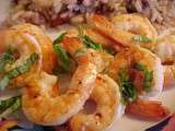Brochettes de crevettes au citron, à l'ail et au basilic