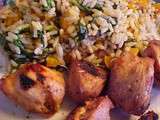 Brochettes de poulet au miel et moutarde de Dijon