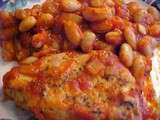 Côtelettes de porc sauce tomatée aux haricots blancs