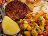 Croquettes de porc et de crevettes avec salsa de mangues et mayonnaise rapide à l'ail