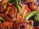 Fettuccine aux crevettes et brocoli sauce au vinaigre balsamique