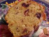 Gâteau aux bananes, aux amandes, canneberges et chocolat