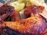 Menu 2 services: Poulet bbq sur cannette de bière, Gâteau aux pommes et cannelle Viviane
