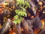 Moules Viviane aux tomates, vin blanc et aux herbes