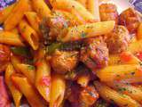 Penne aux saucisses et aux poivrons