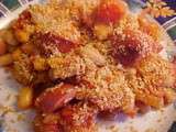 Ragoût de saucisses Knackwurst et d'haricots blancs avec garniture Panko à l'ail et au parmesan
