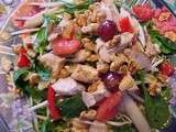 Salade de poulet, vinaigrette à la moutarde, ail et vinaigre balsamique