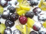 Clafoutis aux cerises, kiwis gold, amande et vanille