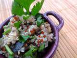 Salade quinoa aubergine coriandre