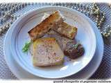 Assiette de foie gras de canard, delices fruitiers de noel, chapelure de pain d'epices et pain grille