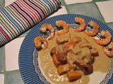 Potimarron, patate douce et crevettes au curry