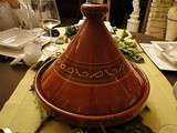 Tajine de merlan aux poivrons et gambas