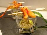 Verrines de guacamole et quenelles poêlées à l'aigre doux