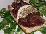 Tartines au chèvre et au magret de canard