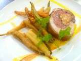 Dodine de pintade au foie gras et frites de légumes
