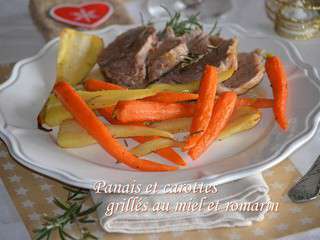 Carottes et panais grillés au miel et romarin