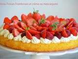 Gâteau fraises / framboises sur crème au mascarpone fouettée kkvkvk # 56