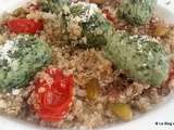 Salade de quinoa avec gnudi aux ricotta et épinards