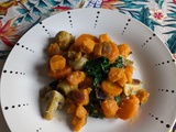 Poêlée carottes, patates douces, champignons et épinards