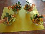 Salade de crevettes, mangues, gingembre