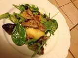 Salade aux pommes tièdes et foie gras poélé