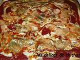 Pizza au saumon et crevettes